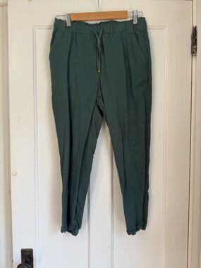 Green | Emory Taper Pants in Linen Blend | Loft | Small Petite